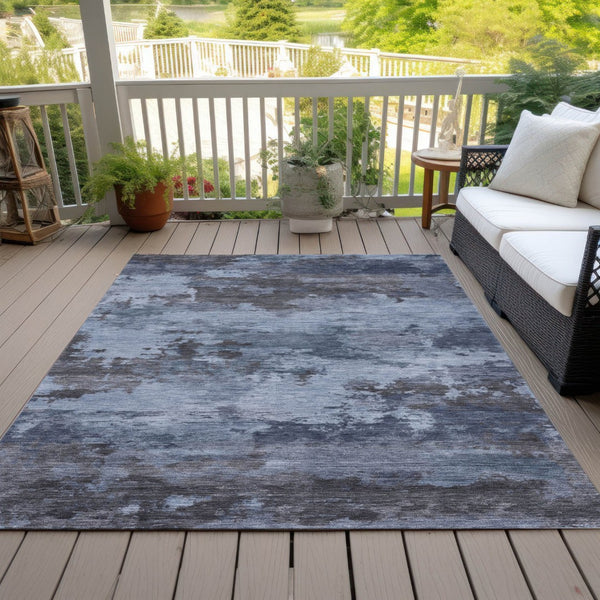 HomeRoots 5' Blue and Charcoal Abstract Area Rug - Stylish, Washable, Durable for Indoor and Outdoor Use 5' X 8' 630916