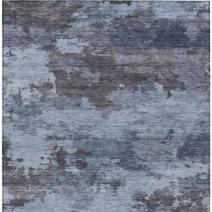 HomeRoots 5' Blue and Charcoal Abstract Area Rug - Stylish, Washable, Durable for Indoor and Outdoor Use 8' X 10' 630918