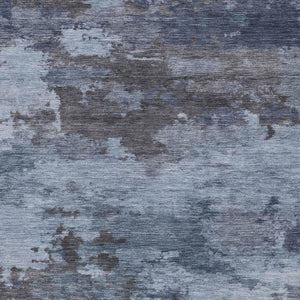 HomeRoots 5' Blue and Charcoal Abstract Area Rug - Stylish, Washable, Durable for Indoor and Outdoor Use 9' X 12' 630919