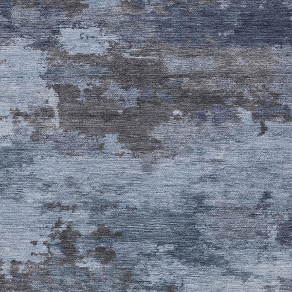 HomeRoots 5' Blue and Charcoal Abstract Area Rug - Stylish, Washable, Durable for Indoor and Outdoor Use 9' X 12' 630919