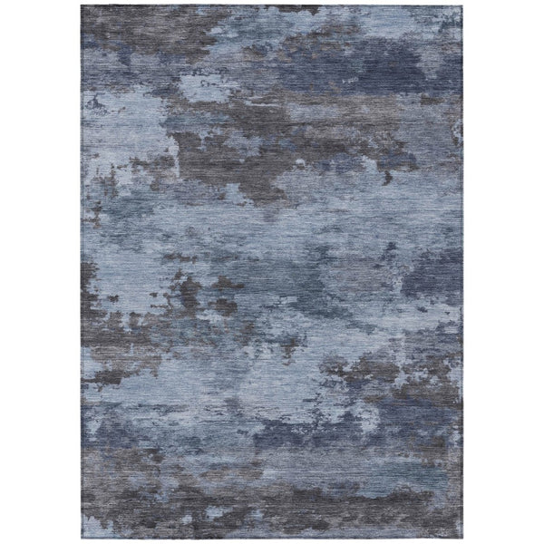 HomeRoots 5' Blue and Charcoal Abstract Area Rug - Stylish, Washable, Durable for Indoor and Outdoor Use 10' X 14' 630920