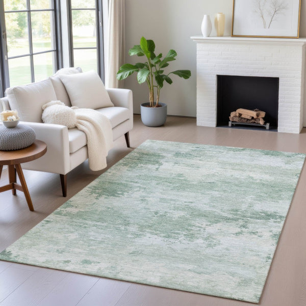 HomeRoots 5' Contemporary Mint Green and Pale Aqua Abstract Washable Rug for Indoor and Outdoor Spaces 5' X 8' 630922