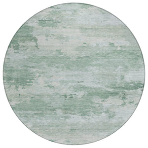 HomeRoots 5' Contemporary Mint Green and Pale Aqua Abstract Washable Rug for Indoor and Outdoor Spaces 8' Round 630923