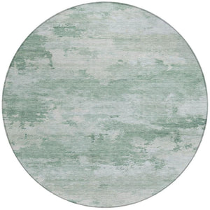 HomeRoots 5' Contemporary Mint Green and Pale Aqua Abstract Washable Rug for Indoor and Outdoor Spaces 8' Round 630923