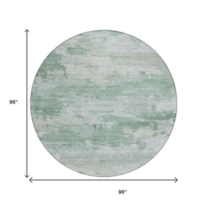 HomeRoots 5' Contemporary Mint Green and Pale Aqua Abstract Washable Rug for Indoor and Outdoor Spaces 8' Round 630923