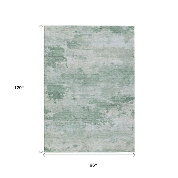 HomeRoots 5' Contemporary Mint Green and Pale Aqua Abstract Washable Rug for Indoor and Outdoor Spaces 8' X 10' 630924
