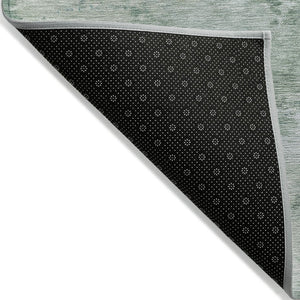 HomeRoots 5' Contemporary Mint Green and Pale Aqua Abstract Washable Rug for Indoor and Outdoor Spaces 9' X 12' 630925