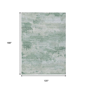 HomeRoots 5' Contemporary Mint Green and Pale Aqua Abstract Washable Rug for Indoor and Outdoor Spaces 10' X 14' 630926