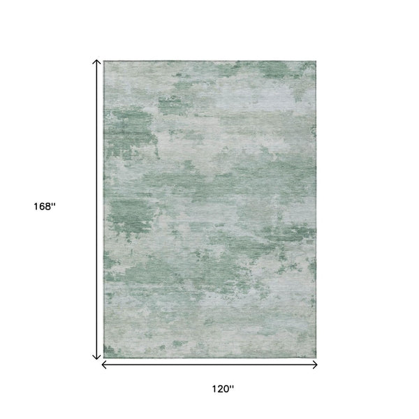 HomeRoots 5' Contemporary Mint Green and Pale Aqua Abstract Washable Rug for Indoor and Outdoor Spaces 10' X 14' 630926