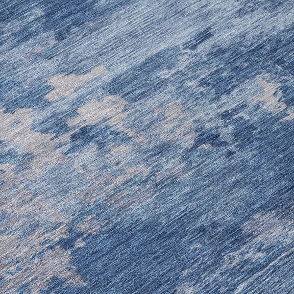 HomeRoots 5' Navy Blue and Ivory Abstract Area Rug - Durable, Washable Design for Indoor and Outdoor Spaces 10' X 14' 630932