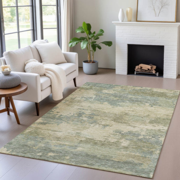 HomeRoots 5' Durable Pale Aqua and Khaki Abstract Indoor-Outdoor Area Rug for Stylish Home Décor Solutions 5' X 8' 630934