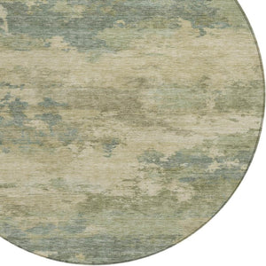 HomeRoots 5' Durable Pale Aqua and Khaki Abstract Indoor-Outdoor Area Rug for Stylish Home Décor Solutions 8' Round 630935