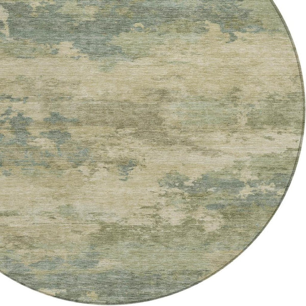 HomeRoots 5' Durable Pale Aqua and Khaki Abstract Indoor-Outdoor Area Rug for Stylish Home Décor Solutions 8' Round 630935
