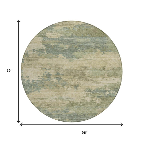 HomeRoots 5' Durable Pale Aqua and Khaki Abstract Indoor-Outdoor Area Rug for Stylish Home Décor Solutions 8' Round 630935