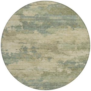 HomeRoots 5' Durable Pale Aqua and Khaki Abstract Indoor-Outdoor Area Rug for Stylish Home Décor Solutions 8' Round 630935