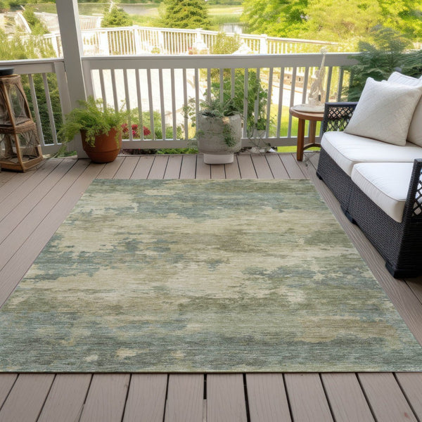 HomeRoots 5' Durable Pale Aqua and Khaki Abstract Indoor-Outdoor Area Rug for Stylish Home Décor Solutions 8' X 10' 630936