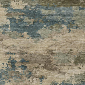 HomeRoots 5' Durable Teal Blue and Beige Abstract Area Rug for Indoor and Outdoor Use, Stylish and Washable 5' X 8' 630940
