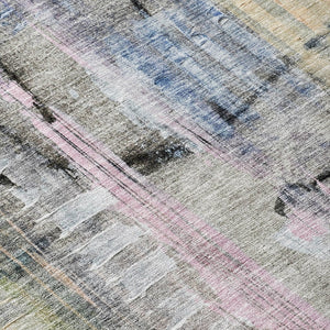HomeRoots 5' Blue Black Copper Abstract Area Rug - Durable, Washable Design for Indoor & Outdoor Spaces 5' X 8' 630946