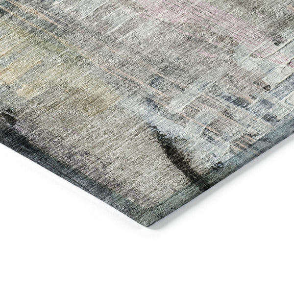 HomeRoots 5' Blue Black Copper Abstract Area Rug - Durable, Washable Design for Indoor & Outdoor Spaces 8' Round 630947