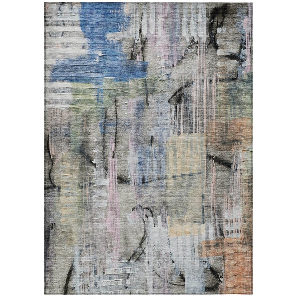 HomeRoots 5' Blue Black Copper Abstract Area Rug - Durable, Washable Design for Indoor & Outdoor Spaces 8' X 10' 630948