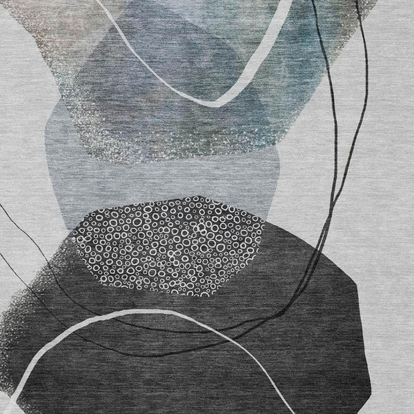 HomeRoots 5' Ivory and Gray Abstract Washable Area Rug - Stylish, Durable, Indoor/Outdoor Home Décor Essential 9' X 12' 630955