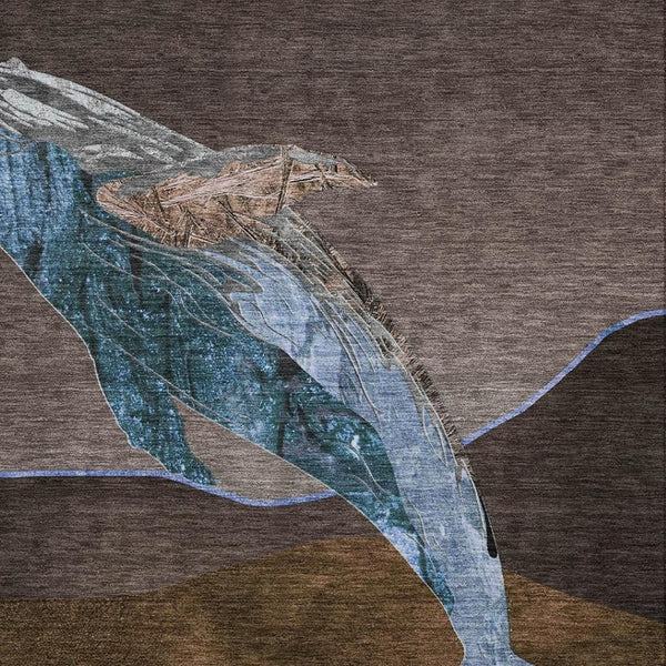 HomeRoots 5' Bold Brown and Denim Blue Animal Print Area Rug - Durable, Washable, Indoor-Outdoor Style Essential 8' X 10' 630960