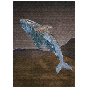 HomeRoots 5' Bold Brown and Denim Blue Animal Print Area Rug - Durable, Washable, Indoor-Outdoor Style Essential 9' X 12' 630961