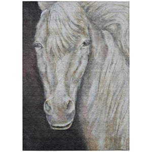 HomeRoots 5' Stylish Ivory and Charcoal Animal Print Indoor Outdoor Area Rug – Durable, Washable, Versatile Design 5' X 8' 630970