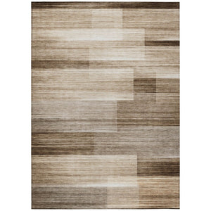 HomeRoots 5' Durable Brown and Ivory Striped Area Rug for Indoor or Outdoor Spaces - Stylish, Washable Design 5' X 8' 630976