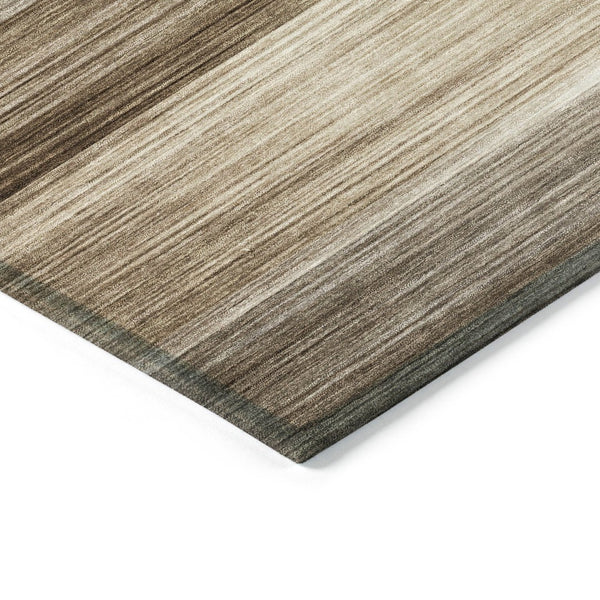 HomeRoots 5' Durable Brown and Ivory Striped Area Rug for Indoor or Outdoor Spaces - Stylish, Washable Design 8' Round 630977