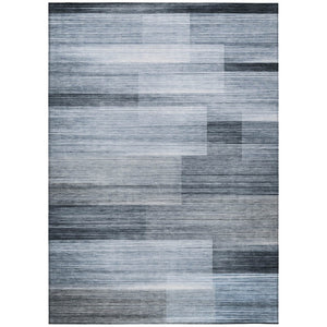 HomeRoots 5' Durable Denim Blue and Ivory Striped Area Rug for Indoor and Outdoor Spaces, Easy Care & Stylish 5' X 8' 630982