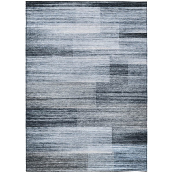 HomeRoots 5' Durable Denim Blue and Ivory Striped Area Rug for Indoor and Outdoor Spaces, Easy Care & Stylish 5' X 8' 630982
