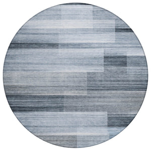 HomeRoots 5' Durable Denim Blue and Ivory Striped Area Rug for Indoor and Outdoor Spaces, Easy Care & Stylish 8' Round 630983