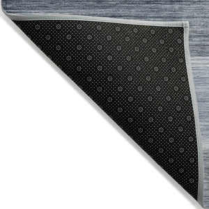 HomeRoots 5' Durable Denim Blue and Ivory Striped Area Rug for Indoor and Outdoor Spaces, Easy Care & Stylish 8' Round 630983