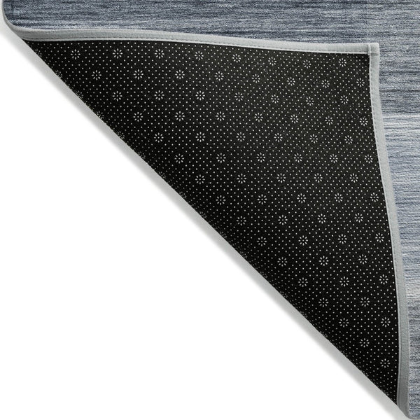 HomeRoots 5' Durable Denim Blue and Ivory Striped Area Rug for Indoor and Outdoor Spaces, Easy Care & Stylish 8' Round 630983