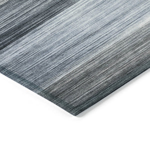 HomeRoots 5' Durable Denim Blue and Ivory Striped Area Rug for Indoor and Outdoor Spaces, Easy Care & Stylish 8' Round 630983