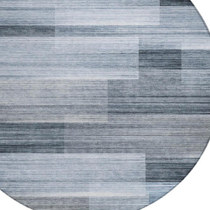 HomeRoots 5' Durable Denim Blue and Ivory Striped Area Rug for Indoor and Outdoor Spaces, Easy Care & Stylish 8' Round 630983