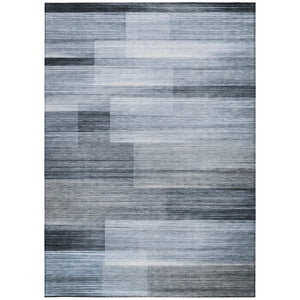 HomeRoots 5' Durable Denim Blue and Ivory Striped Area Rug for Indoor and Outdoor Spaces, Easy Care & Stylish 9' X 12' 630985