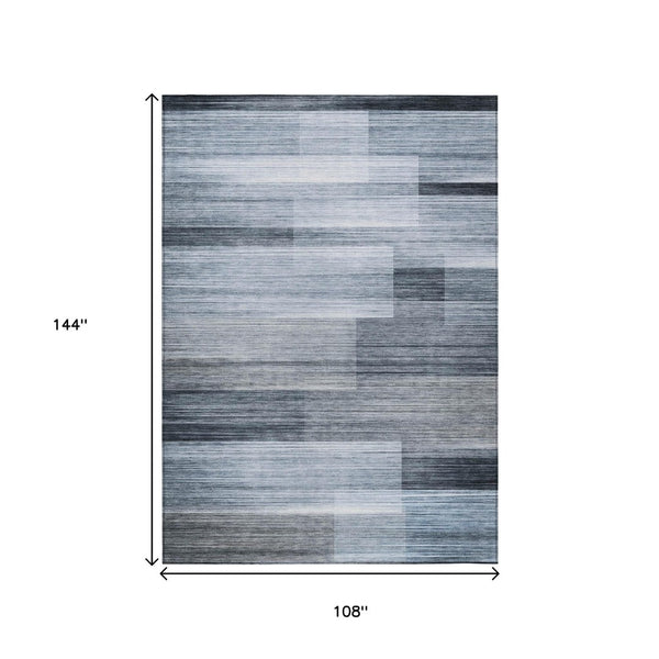 HomeRoots 5' Durable Denim Blue and Ivory Striped Area Rug for Indoor and Outdoor Spaces, Easy Care & Stylish 9' X 12' 630985