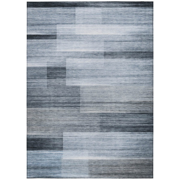 HomeRoots 5' Durable Denim Blue and Ivory Striped Area Rug for Indoor and Outdoor Spaces, Easy Care & Stylish 10' X 14' 630986