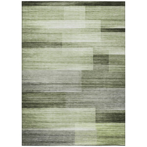HomeRoots 5' Green and Ivory Striped Area Rug - Stylish, Washable, Durable for Indoor and Outdoor Use, Easy Care 5' X 8' 630988