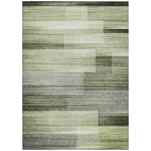 HomeRoots 5' Green and Ivory Striped Area Rug - Stylish, Washable, Durable for Indoor and Outdoor Use, Easy Care 5' X 8' 630988