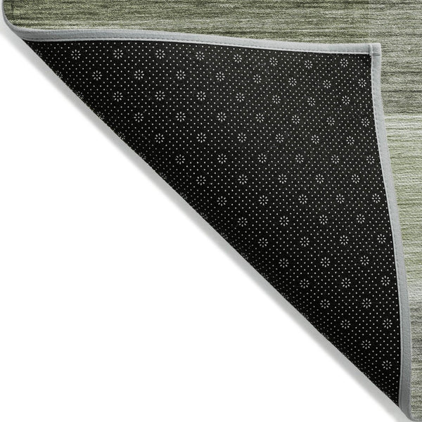 HomeRoots 5' Green and Ivory Striped Area Rug - Stylish, Washable, Durable for Indoor and Outdoor Use, Easy Care 8' Round 630989
