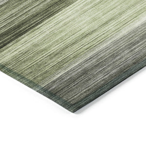 HomeRoots 5' Green and Ivory Striped Area Rug - Stylish, Washable, Durable for Indoor and Outdoor Use, Easy Care 8' Round 630989