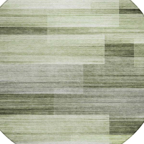 HomeRoots 5' Green and Ivory Striped Area Rug - Stylish, Washable, Durable for Indoor and Outdoor Use, Easy Care 8' Round 630989