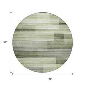 HomeRoots 5' Green and Ivory Striped Area Rug - Stylish, Washable, Durable for Indoor and Outdoor Use, Easy Care 8' Round 630989