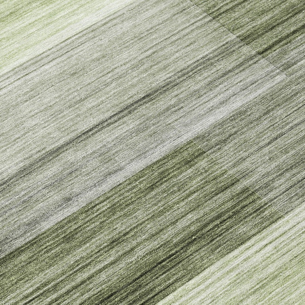 HomeRoots 5' Green and Ivory Striped Area Rug - Stylish, Washable, Durable for Indoor and Outdoor Use, Easy Care 8' X 10' 630990