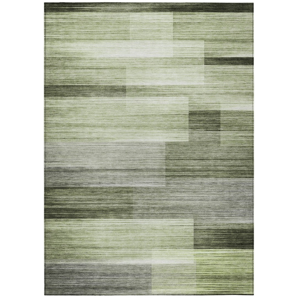 HomeRoots 5' Green and Ivory Striped Area Rug - Stylish, Washable, Durable for Indoor and Outdoor Use, Easy Care 10' X 14' 630992