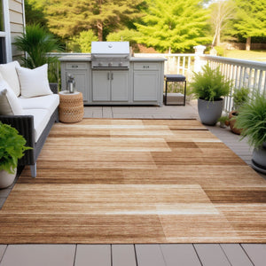 HomeRoots 5' Stylish Rust and Ivory Striped Washable Area Rug for Indoor and Outdoor Spaces, Easy Care! 5' X 8' 630994
