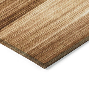 HomeRoots 5' Stylish Rust and Ivory Striped Washable Area Rug for Indoor and Outdoor Spaces, Easy Care! 8' Round 630995